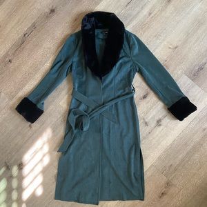 Fashion Nova green faux fur coat robe jacket size 4 Small